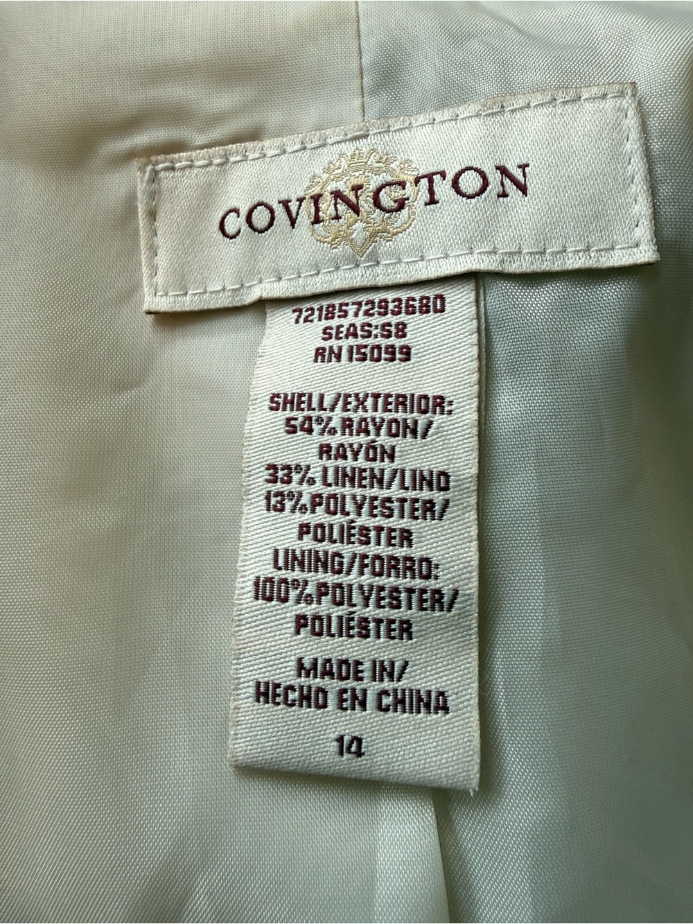 Cream Linen Blend Skirt Suit Set Blazer 14 Skirt 12 Classic Feminine Cut A Line - Picture 9 of 12